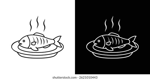 Cooked fish icon vector for web, and mobile app