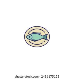 Cooked fish on plate line icon. Roast fish, dinner, seafood. Restaurant concept. Vector illustration can be used for topics like food, cooking, menu