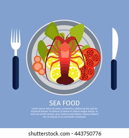 Cooked fish and raw vegetables on a plate vector