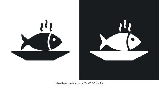 Icono de Vector de pescado cocido en estilo sólido.