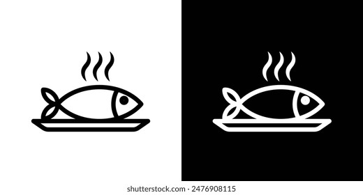 Cooked Fishvector icon set on white background.