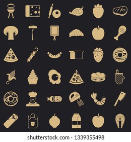 Cooked food icons set. Simple style of 36 cooked food vector icons for web for any design