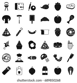 Cooked food icons set. Simple style of 36 cooked food vector icons for web isolated on white background