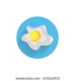Cooked fried egg colorful flat icon with long shadow. fried egg flat icon