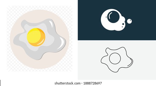 Icono vector aislado de huevo frito cocido. elemento de diseño de alimentos sólidos