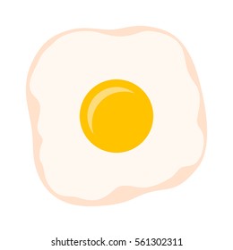 Cooked fried egg with yolk and egg white flat color vector icon for food apps and websites