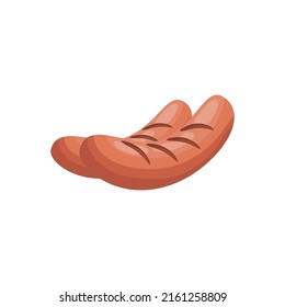 Cooked German Bavarian sausages on a white background - Vector illustration