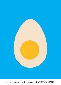 Cooked half egg on background. Vector drawing.
