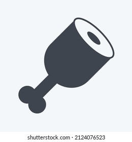 Cooked Ham Icon in trendy glyph style isolated on soft blue background