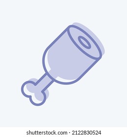 Cooked Ham Icon in trendy two tone style isolated on soft blue background