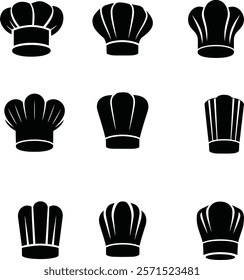 cooked hat silhouette vector style bundle