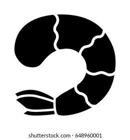 Cooked headless shrimp / prawn tail flat vector icon for food apps and websites