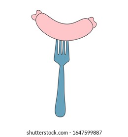 Cooked hot fried sausage on white background