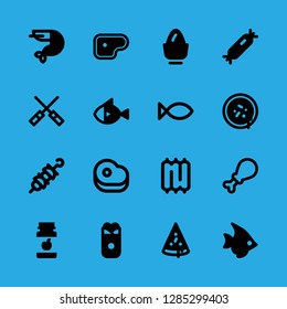 cooked icons set with boiled egg, ribs and skewers vector set