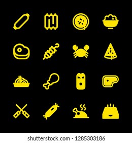 cooked icons set with sausage, skewer and steak vector set