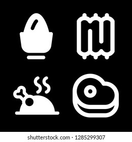cooked icons set with steak, boiled egg and roast chicken vector set