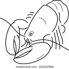 Cooked lobster. Vector outline icon.