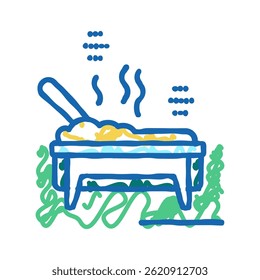 cooked meal in catering dish doodle icon sketch vector. cooked meal in catering dish sign. isolated symbol illustration