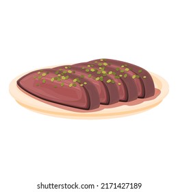 Cooked meat icon cartoon vector. Dinner menu. Fresh lunch