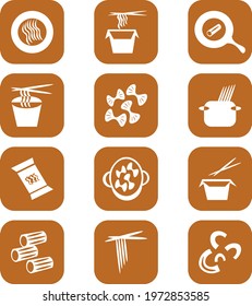 Cooked pasta, icon illustration, vector on white background
