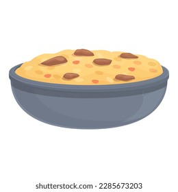 Vector de dibujos animados de iconos de pilaf cocinados. Comida de arroz. Cocina asiática