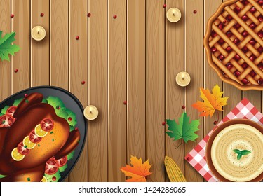Cooked & Plated Turkey with Garnishes on a Plate. Top-view
