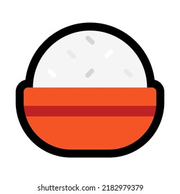 Icono de arroz cocido vector diseño plano aislado en fondo blanco