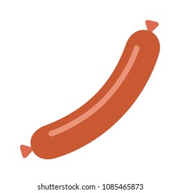 Cooked sausage meat link or wiener dog flat vector icon for food apps and websites