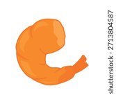 Cooked Shrimp Prawn Closeup Flat Icon Vector Illustration Isolated on Transparent Background