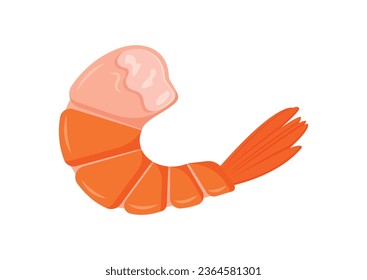 Cooked shrimp tail vector illustration isolated on white background. Boiled sea food flat design