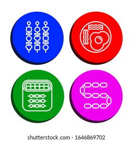 cooked simple icons set. Contains such icons as Shish kebab, Fried eggs, Sausage, can be used for web, mobile and logo