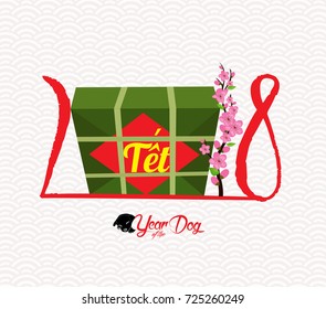 Cooked square glutinous rice cake, Vietnamese new year. (Translation "Tet": Lunar new year)