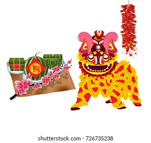 Cooked square glutinous rice cake, Vietnamese new year. Lurnar new year (hieroglyph: Dog)
