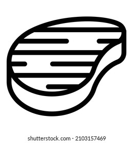 Cooked steak icon. Outline cooked steak vector icon for web design isolated on white background