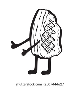 cooked steak line icon hand, steak logo character.