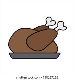 Cooked thanksgiving turkey icon