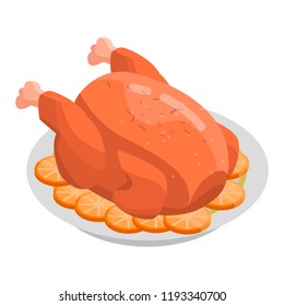 Cooked turkey icon  Isometric cooked turkey vector icon for web design isolated white background