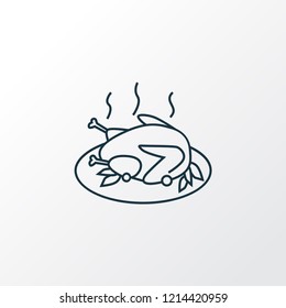 Cooked turkey icon line symbol. Premium quality isolated roasted chicken element in trendy style.