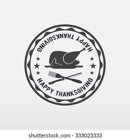 Cooked turkey icon. Roasted chicken ready for Thanksgiving. Vector illustration.