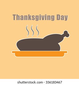 Cooked turkey Roasted chicken ready for Thanksgiving. Vector illustration.