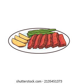 
Cooked Wagyu Beef Vector Illustration