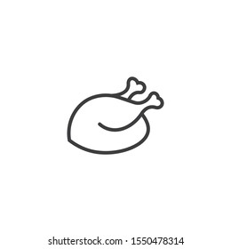 Cooked,roasted turkey bird icon on a white background