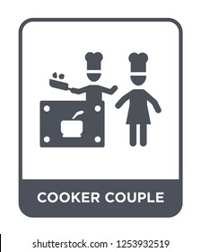 cooker couple icon vector on white background, cooker couple trendy filled icons from Humans collection, cooker couple simple element illustration
