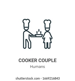 Cooker couple outline vector icon. Thin line black cooker couple icon, flat vector simple element illustration from editable humans concept isolated stroke on white background