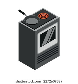 Cooker with empty frying pan isometric icon 3d vector illustration