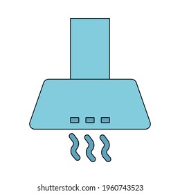 Cooker hood icon. Air filtration and ventilation in the kitchen. Vector illustration in flat line style on a white isolated background.