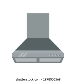 Cooker hood metallic on white isolated background. The style of the drawing is flat, cartoon.