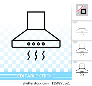 Cooker hood thin line icon. Outline web sign of exhaust hood. Ventilation linear pictogram with different stroke width. Simple vector transparent symbol. Cooker hood editable stroke icon without fill