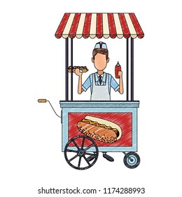 Cooker with hot dog stand scribble
