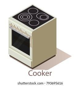 Cooker icon. Isometric illustration of cooker vector icon for web.
